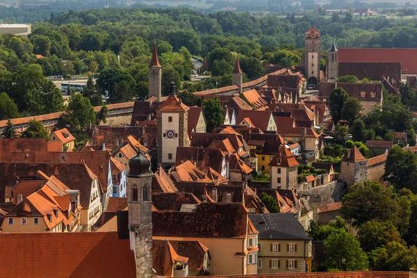 Flygfoto Över Den Gamla Staden Rothenburg Der Tauber Bayern Tyskland — Stockfoto