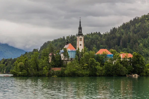 View Bled Lake Pilgrimage Church Assumption Maria Slovenia — Stock Photo, Image