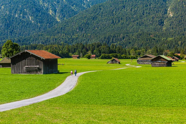 Loisach Germany September 2019 Barns Meadows Loisach Valley Germany — Foto Stock