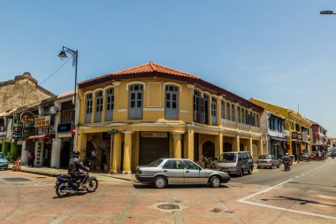 GEORGE TOWN, Malezya - 20 Mart 2018: George Town, Malezya 'da bir sokak manzarası