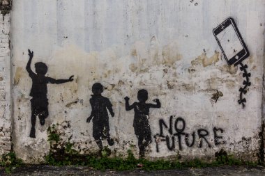 IPOH, MALAYASIA - 25 Mart 2018: Ipoh, Malezya 'da gelecek sokak sanatı yok.