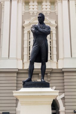 SINGAPORE, SINGAPORE - 11 Mart 2018: Singapur 'daki Stamford Piyango Heykeli