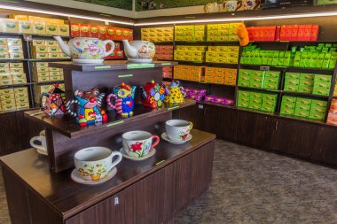 CAMERON HIGHLANDS, MALAYSIA - 27 Mart 2018: Cameron Valley Çay Dükkanı İçi.