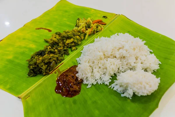 Thali, Indian meal, served on a banana leaf