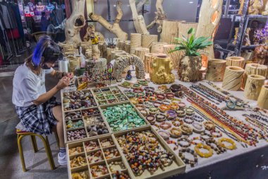 DUNHUANG, Çin - 19 AĞUSTOS 2018: Dunhuang, Gansu Eyaleti, Çin