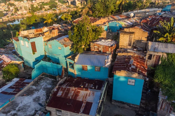 Vista Aérea Las Partes Empobrecidas Santo Domingo Capital República Dominicana — Foto de Stock