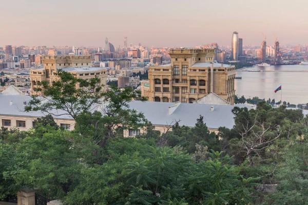Avondzicht Skyline Van Baku Azerbeidzjan — Stockfoto