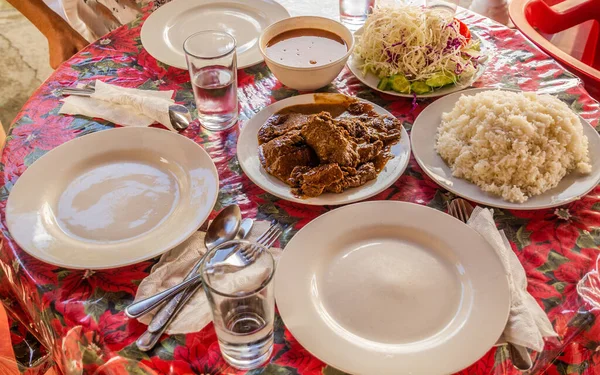 Meat Rice Salad Eatery Constanza Dominican Republic — Stock Photo, Image