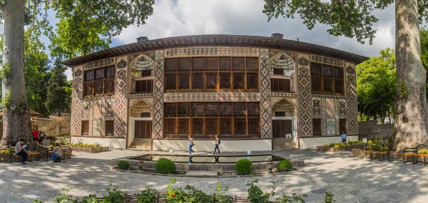 Sheki Azerbaijan Června 2018 Khanský Palác Xan Sarayi Pevnosti Sheki — Stock fotografie