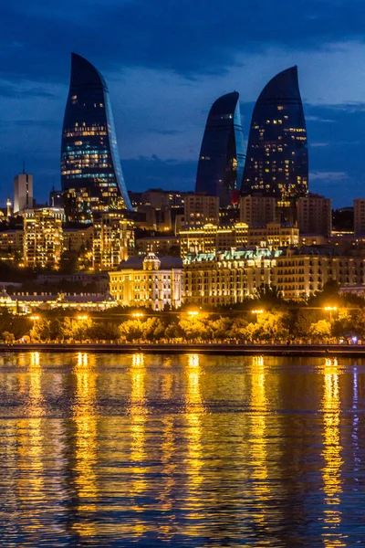 Nachtzicht Skyline Van Baku Azerbeidzjan — Stockfoto