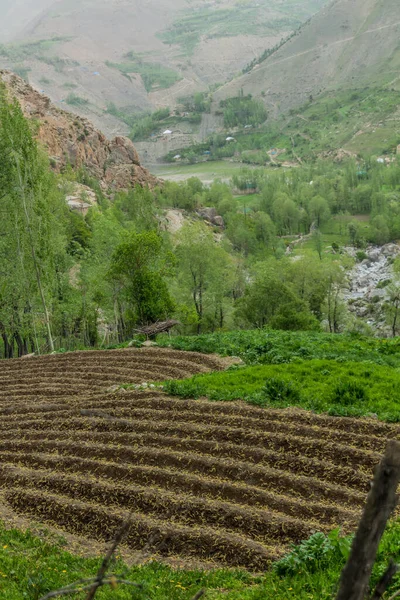 Piccoli Campi Marguzor Haft Kul Nelle Montagne Fann Tagikistan — Foto Stock