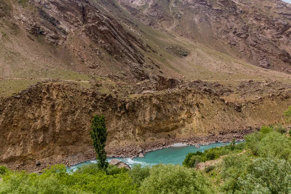 Rzeka Panj Pyandzh Dolinie Wakhan Między Tadżykistanem Afganistanem — Zdjęcie stockowe