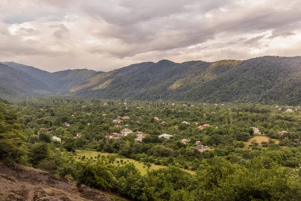 Azerbaycan Zaqatala Yakınlarındaki Araba Köyünün Hava Görüntüsü — Stok fotoğraf