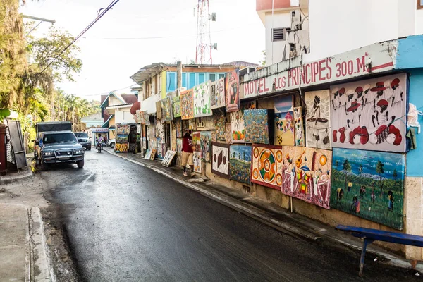 Las Terrenas República Dominicana Diciembre 2018 Pintura Una Calle Las — Foto de Stock