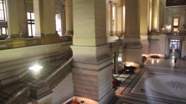 BRÜKSEL, BELGIUM - 17 Aralık 2018: Palais de Justice 'in İçişleri (Brüksel Hukuk Mahkemeleri), Belçika