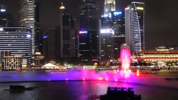 SINGAPORE, SINGAPORE - 11 marzo 2018: Marina Bay Light Water Show a Singapore — Video Stock