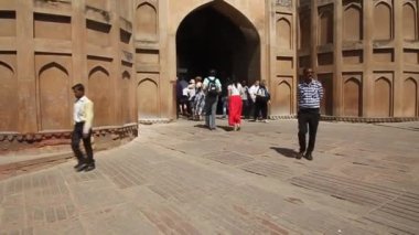AGRA, Hindistan - 20 Şubat 2017: Agra Kalesi Amar Singh Kapısı, Uttar Pradesh Eyaleti, Hindistan