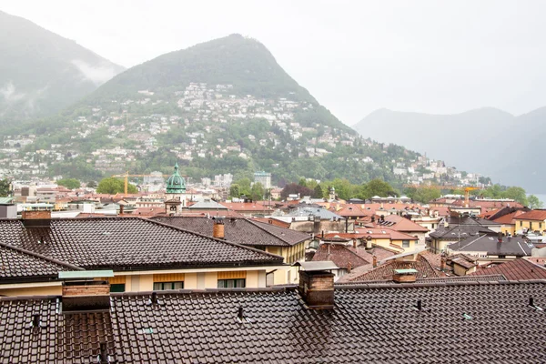 Lugano havadan görünümü — Stok fotoğraf