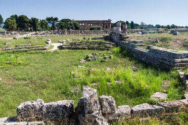 Antik Yunan şehir Paestum kalıntıları
