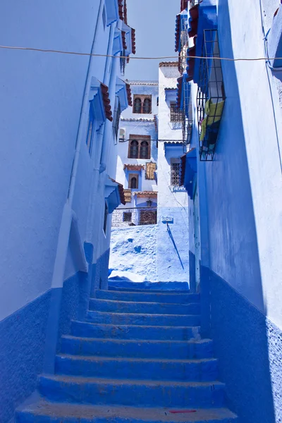 Calle en la ciudad azul de Chefchaouen — Foto de Stock