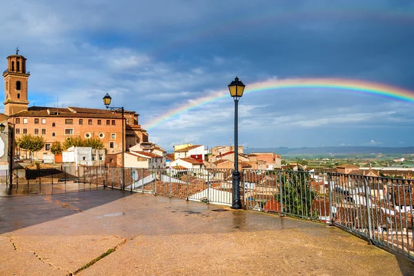 Calahorra with a rainbow — Stock Photo, Image
