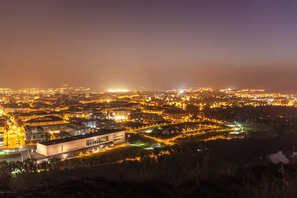 Luchtfoto van de nacht van Logroño — Stockfoto