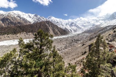 Pakistan 'ın Gilgit-Baltistan bölgesinde Nanga Parbat dağının altındaki Rakhiot buzulu