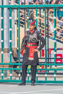 WAGHA, PAKISTAN - 22 EKİM 2023: Pakistan sınırındaki Hindistan-Pakistan sınırı