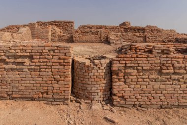 Mohenjo Daro 'daki tuğla ve duvarlar, Sindh bölgesi, Pakistan