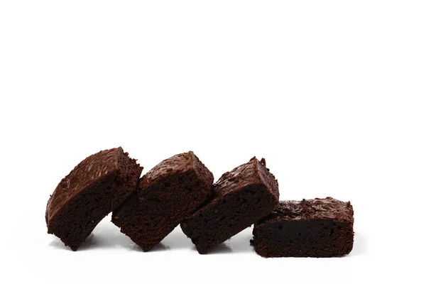 Brownies Kuchen Auf Weißem Hintergrund Für Bäckerei Lebensmittel Und Essenskonzept — Stockfoto