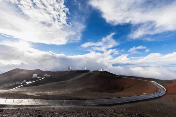 Eua Havaí Vulcão Mauna Kea Estrada Acesso Telescópios Nos Observatórios — Fotografia de Stock