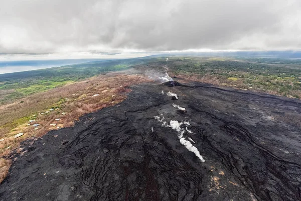 Eua Havaí Big Island Vista Aérea Dos Impactos Erupção Vulcânica — Fotografia de Stock