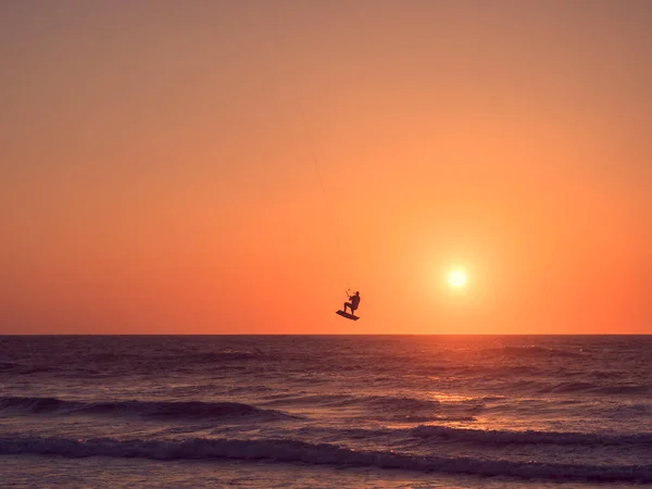 France Conits Plage Kite Surfer Sunset — Stock Photo, Image