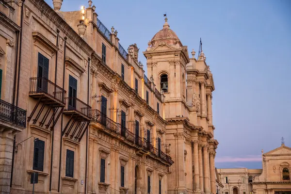 Italy Sicily Syracuse Province Val Noto Noto Noto Cathedral Evening — Stock Photo, Image