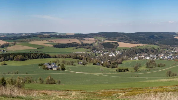 Германия Саксония Панорамный Вид Швартенбергбоде Рудных Горах — стоковое фото