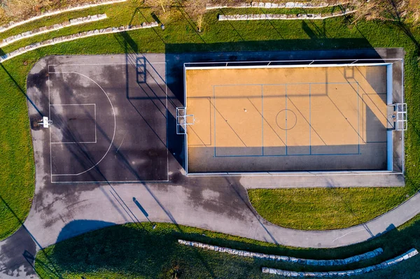 Campo Basquete Vazio Vista Superior — Fotografia de Stock