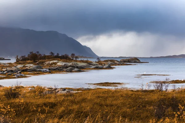 Noruega Ilhas Lofoten Gimsoysand Paisagem Costeira — Fotografia de Stock