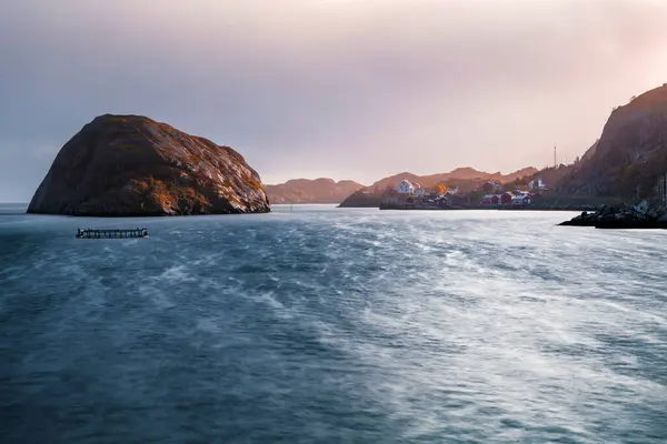 Norvegia Isole Lofoten Nusfjord Case Sulla Costa — Foto Stock