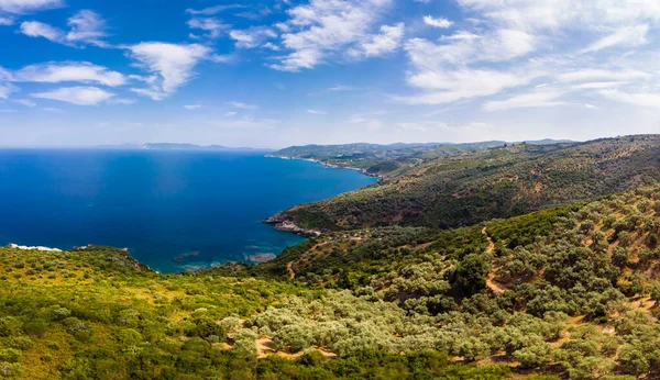 Grecja Pelion Zatoka Pagasetyczna Dźwięk Trikeri Region Volos Widok Lotu — Zdjęcie stockowe