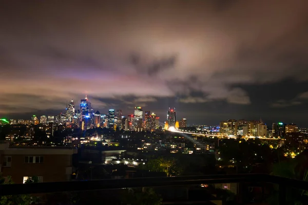 Skyline Sydney Noite Nova Gales Sul Austrália — Fotografia de Stock
