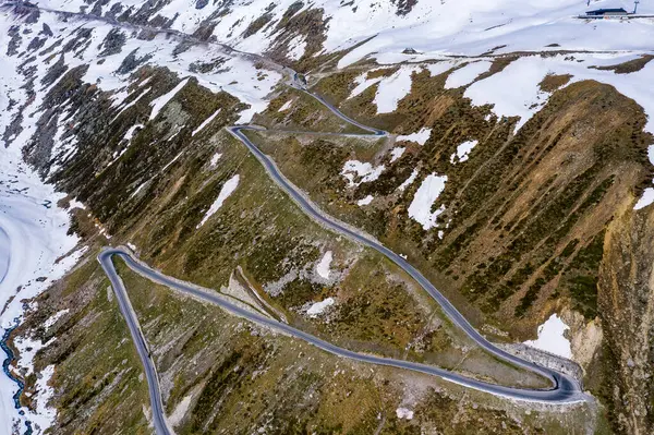 Vista Aérea Sobre Carretera Glaciar Rettenbach Soelden Oetztal Tirol Austria — Foto de Stock