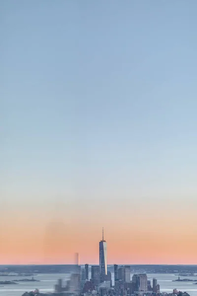 Skyline Закате One World Trade Center Манхэттен Нью Йорк Сша — стоковое фото