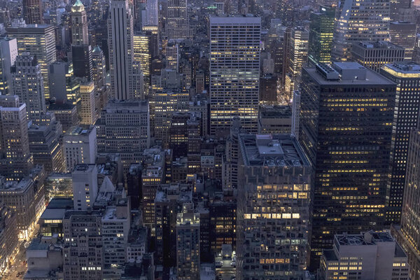 Cityscape at night, Manhattan, New York City, USA