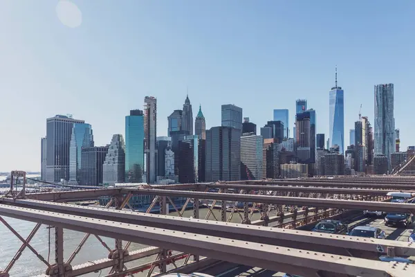 Brooklyn Bridge Skyline New York City Usa — Stockfoto