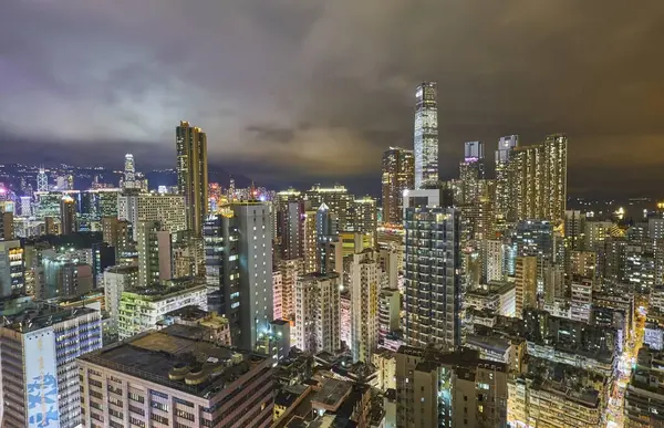 Uitzicht Stad Avond Kowloon Hong Kong China — Stockfoto