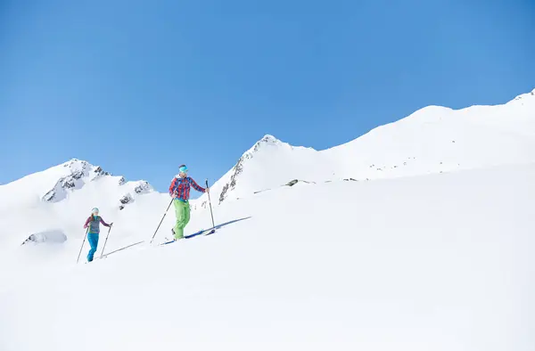 Couple Ski Randonnée Montagne Kuehtai Tyrol Autriche — Photo