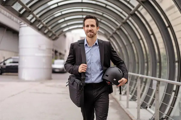 Businessman Bag Helmet City — Stock Photo, Image