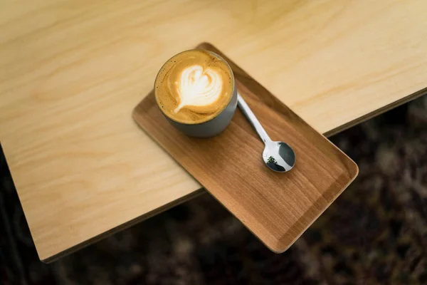 Cppuccino Tray Coffee Shop Elevated Veiw — Stock Photo, Image