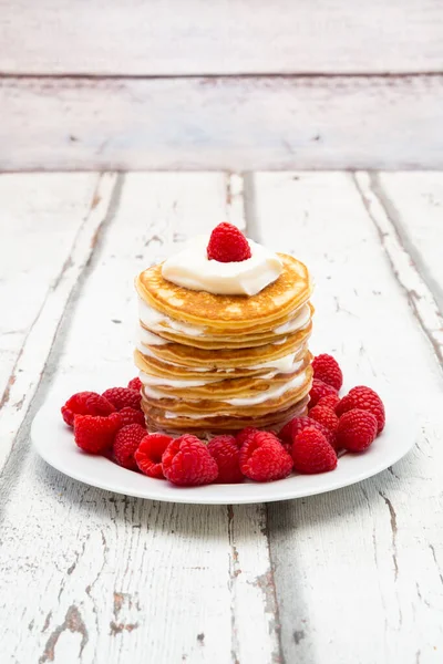 Low Carb Pancakes Raspberries — Stock Photo, Image