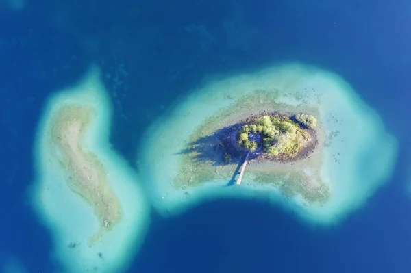 Flygfoto Över Maximilianinsel Vid Eibsee Sjö Nära Grainau Werdenfelser Land — Stockfoto